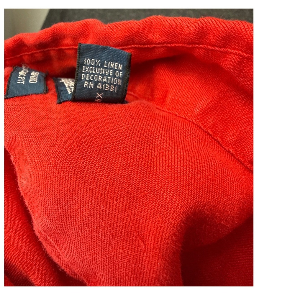 Vtg Polo Ralph Lauren Bradford Classic F Red 100% Linen Short Sleeve Shirt Men L View 4